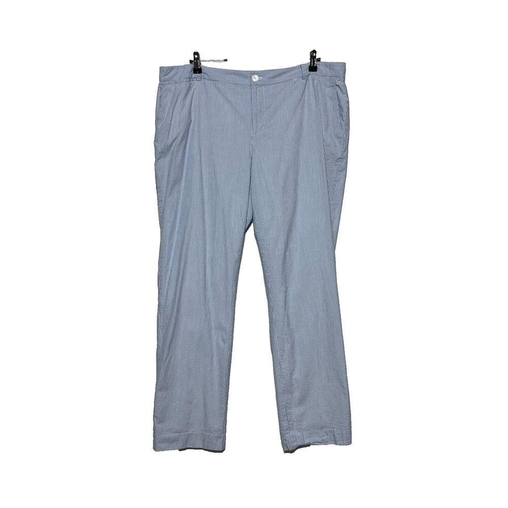 Lauren Ralph‎ Lauren Seersucker Pants Womens 18W Blue Stripe Edita Actual 40X31